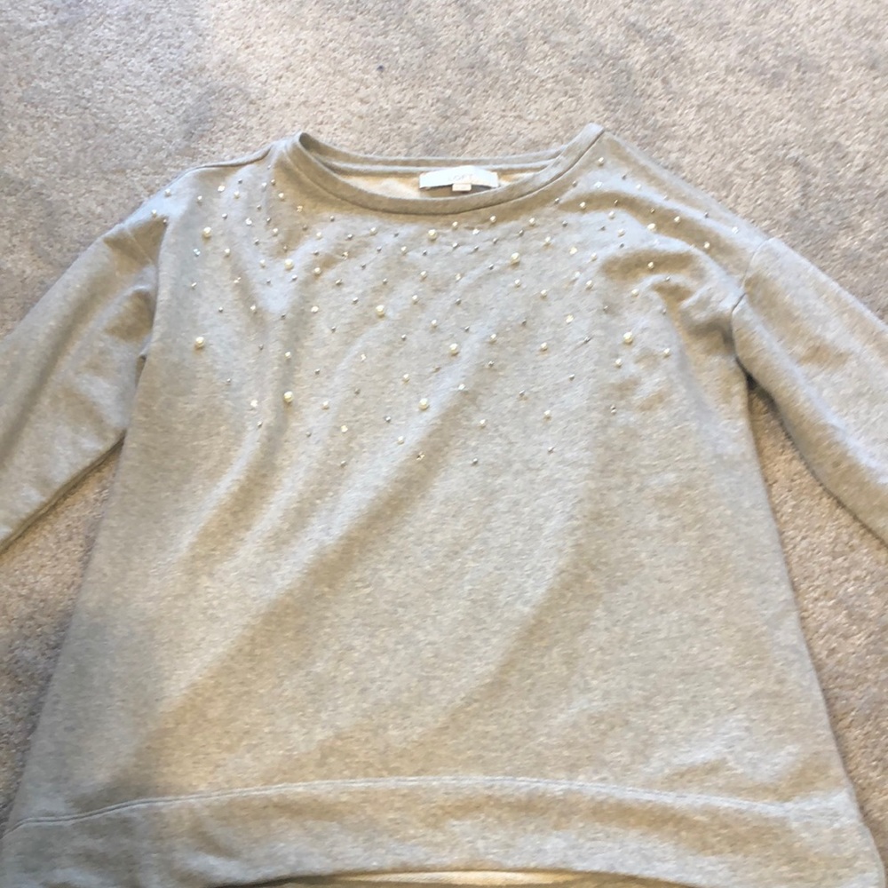 Gray embellishes LOFT sweatshirt